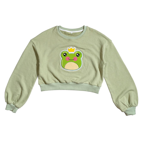 Froggy Hime Chenille Patch Crop Sweater